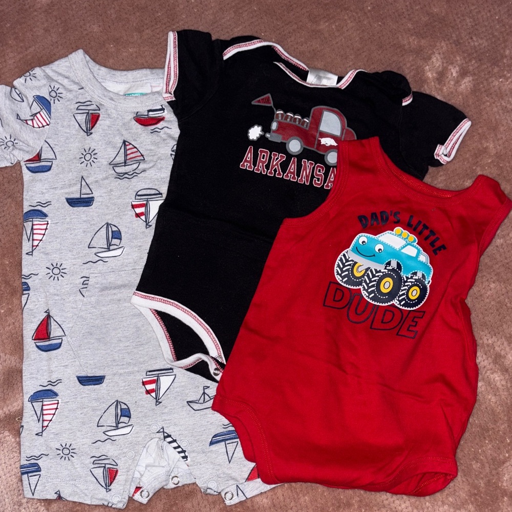 Baby Boys' 3-Pack Bodysuits - Red, Black & Gray Nautical